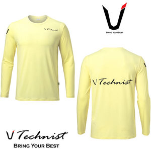 테크니스트 티셔츠 배드민턴 상의 긴팔티 라이트 레몬 21TT-8228YL 남성 여성 남녀공용 배드민턴복