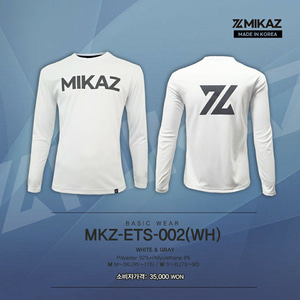 미카즈 티셔츠 배드민턴 상의 긴팔티 화이트 MKZ-ETS-002WH 남성 여성 남녀공용 커플 배드민턴복