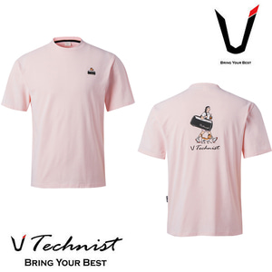 테크니스트 코튼라이크 티셔츠 배드민턴 상의 반팔티 오버핏 핑크 23TT-82A82PK 남성 여성 공용